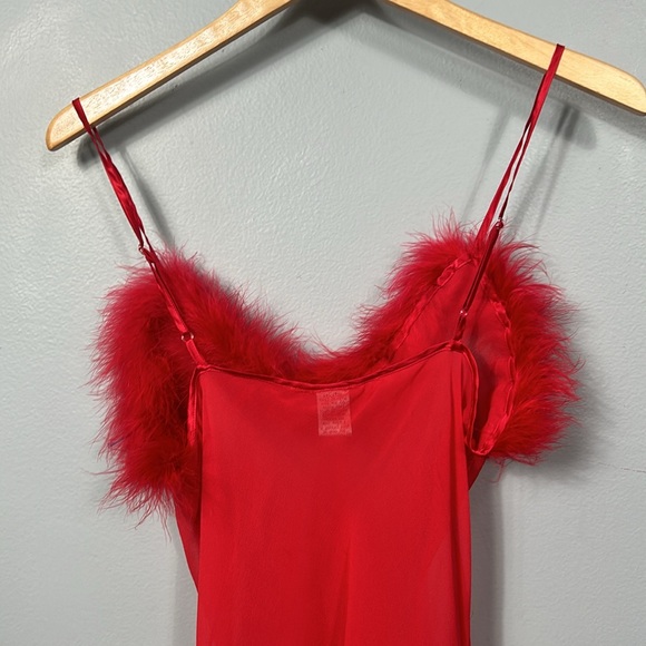 Vintage Magic Silk Slip Chemise size M see through with faux fur sexy sheer - Picture 13 of 15